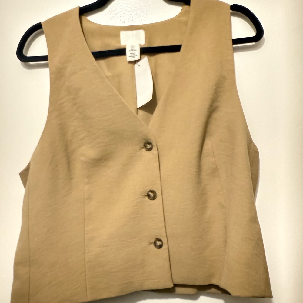 H&M Beige Button-Up Blouse NWT